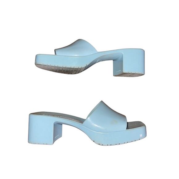 Steve Madden "Harlin" Jelly Block Heel Sandals Sky Blue Size 8 Open Toe Platform - Picture 1 of 5